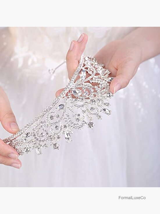 Crystal Rhinestone Princess Crown Tiara Wedding Bridal Headpiece with Tiaras main image 3